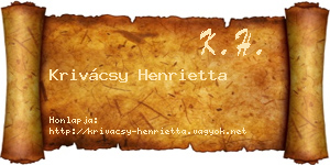 Krivácsy Henrietta névjegykártya