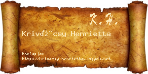 Krivácsy Henrietta névjegykártya